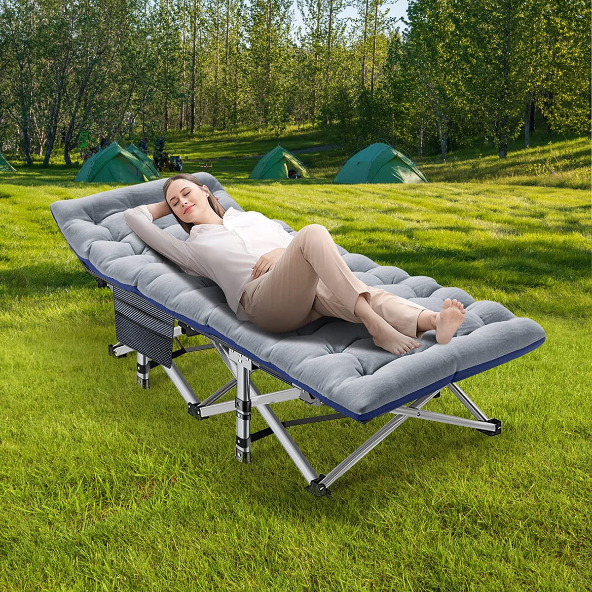 Folding Camping Cot with Mattress and Carry Bag A19949