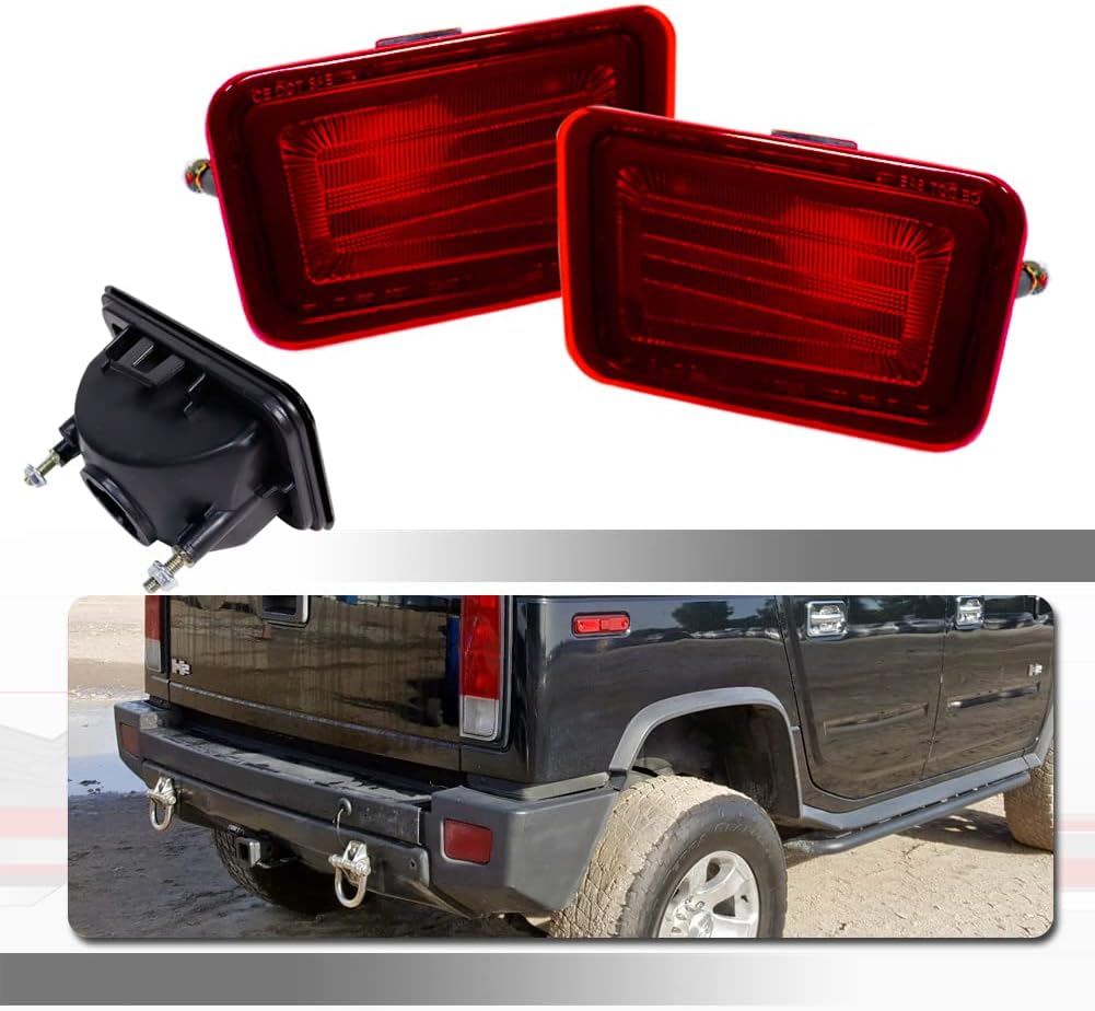 Red Lens Rear Bumper Reflectors Tail Light Housings Pack of 2 P3717