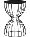 Black Metal Top Hourglass End Table W946