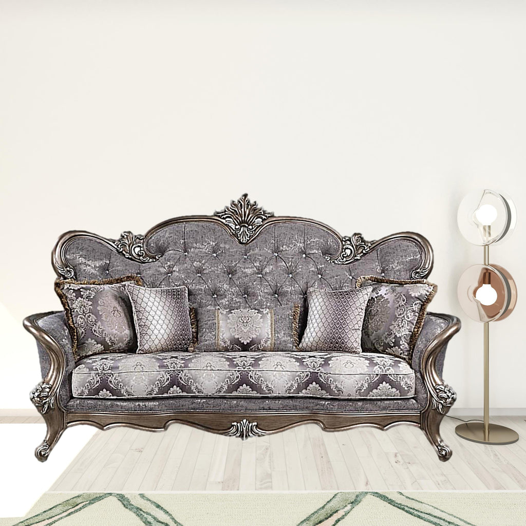 90 in. Fabric Cotton Blend Sofa with Five Toss Pillows Z7933