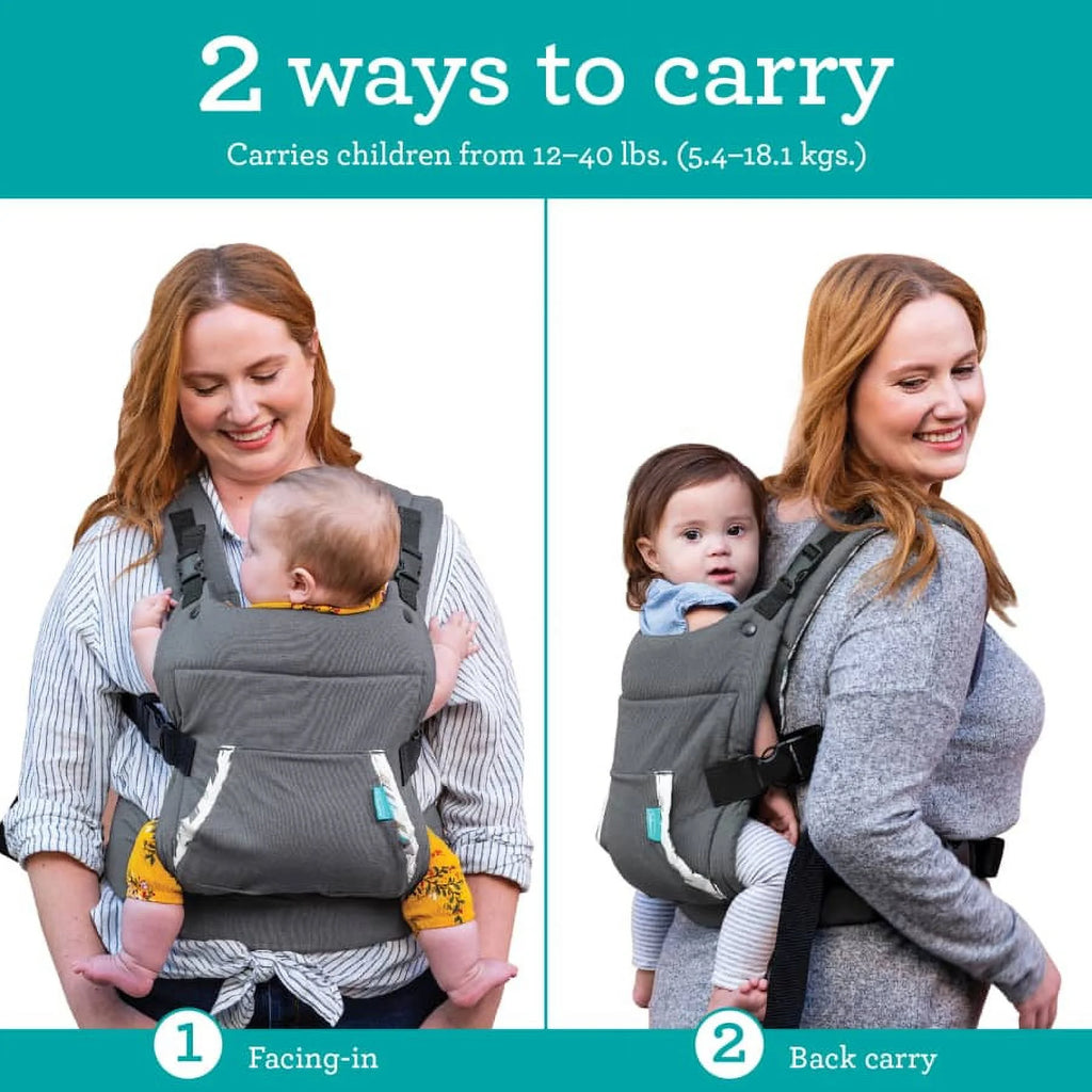Ergonomic Hoodie Baby Carrier, 2-Position, 12-40lb I62633