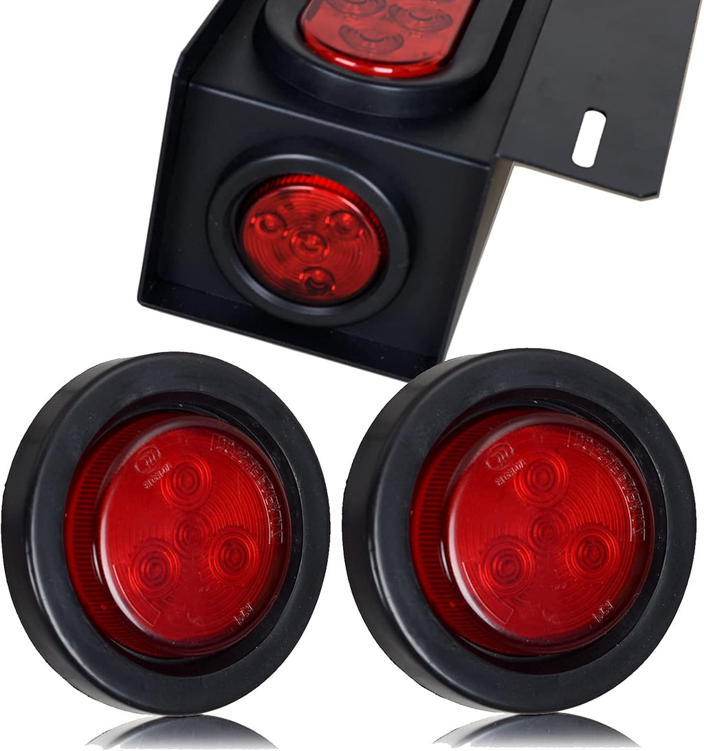 6Inch Oval Red Trailer Tail LED Lights and 2 Inch Round Red Side Marker Lights with Wire Connectors, Pack of 2 B929