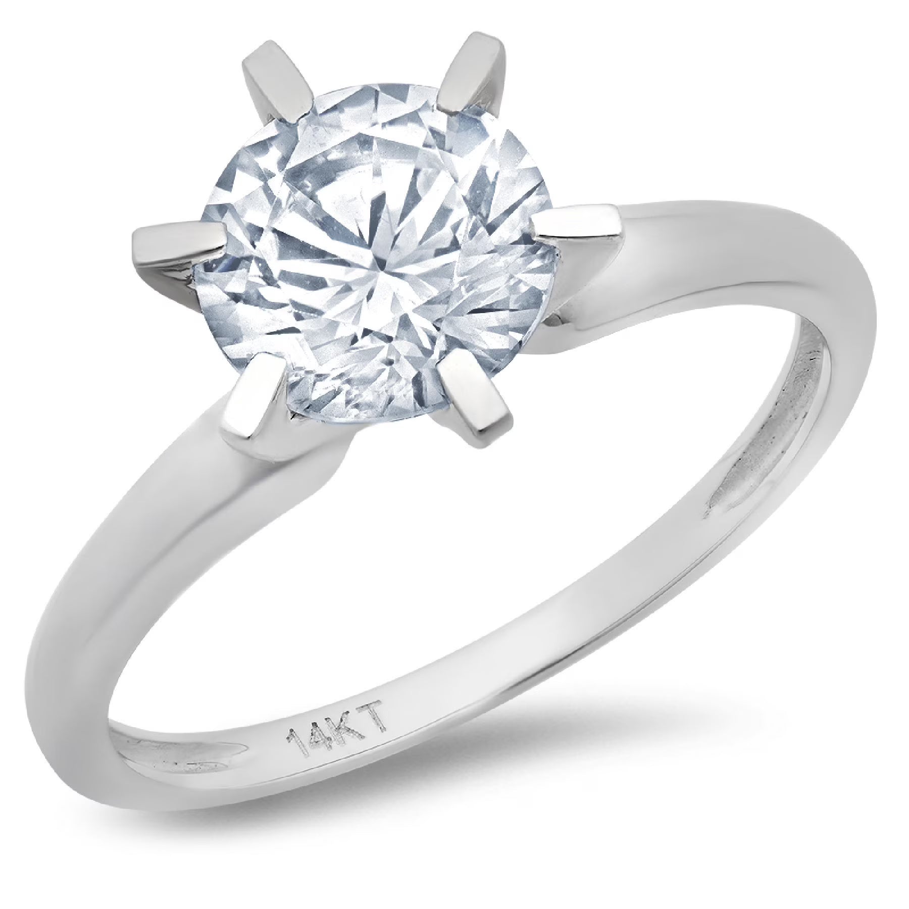 18K White Gold Solitaire Ring SZ 6.75 H60951