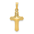 14K Yellow Gold Polished And Textured Cross Pendant Charm Q6019