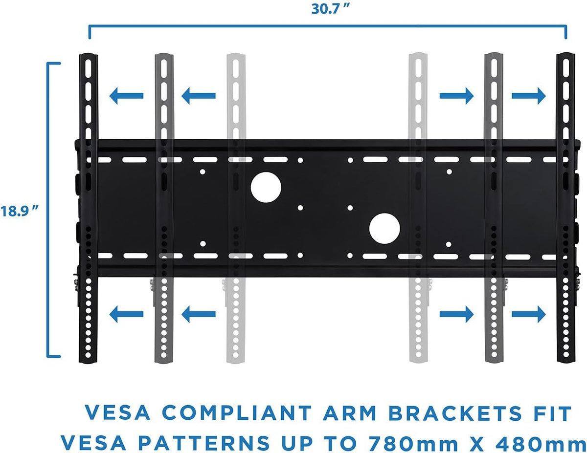 Low Profile Fixed TV Wall Mount, Heavy-Duty Flush Flat Screen Bracket, Universal VESA Up to 750x400 mm, 165 Lb Capacity, Pack of 2 D77792