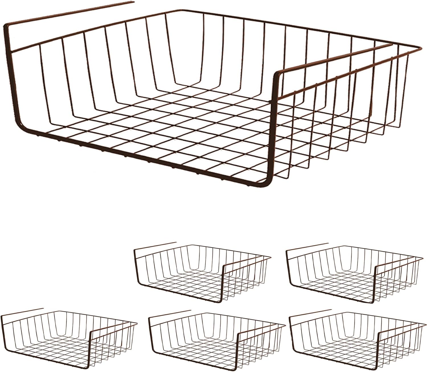 Undershelf Storage Basket Set of 6 Steel Wire Bronze Y849102
