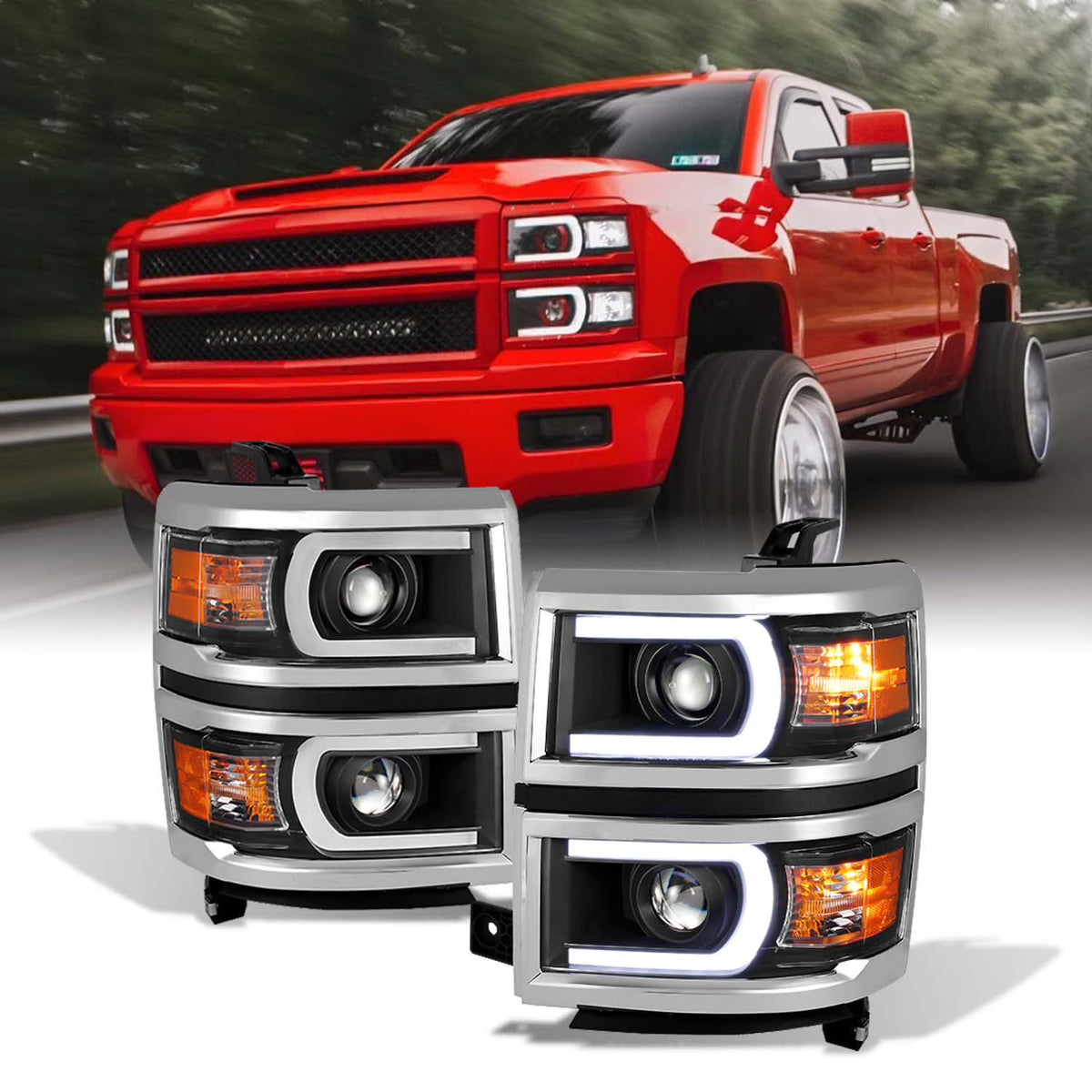 Black LED DRL Projector Headlights G580667