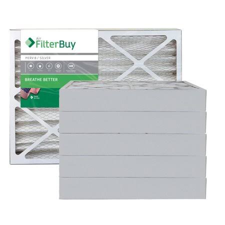 Silver MERV 8 24x28x4 Pleated AC Furnace Air Filter, Pack of 6 P444844