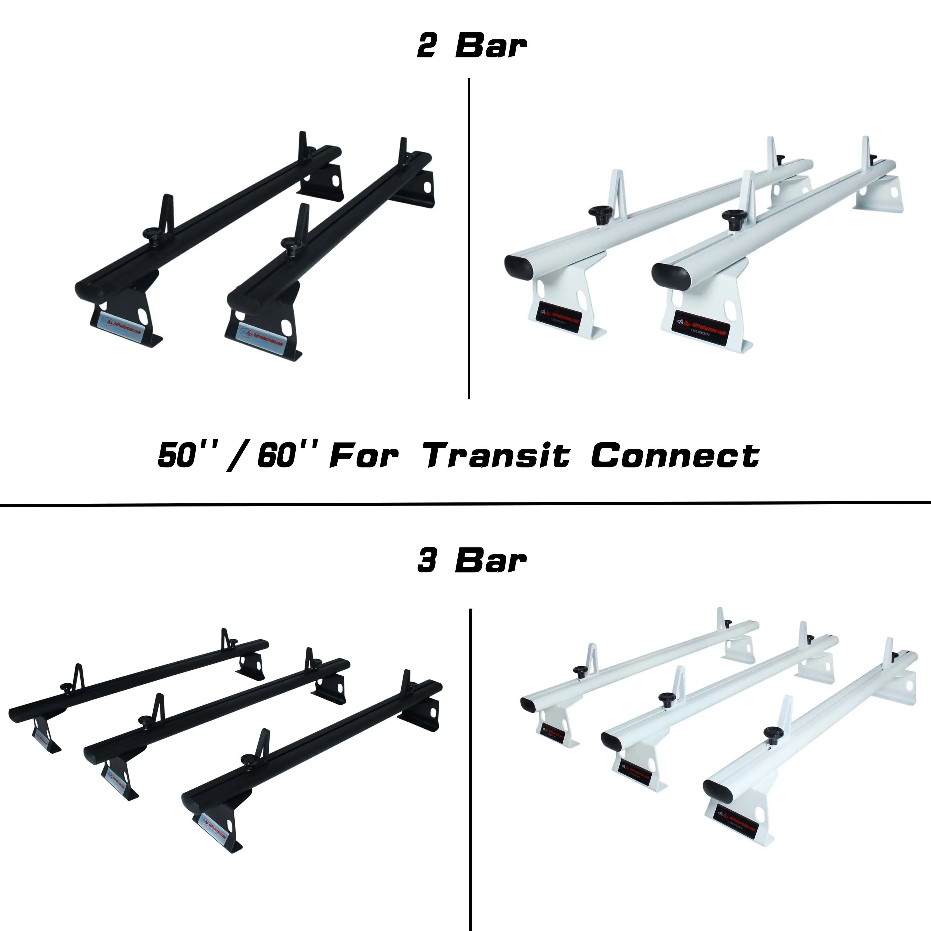 Aluminum 2 Bar Utility Drilling Van Roof Rack System with Ladder Stopper Gloss White R6408