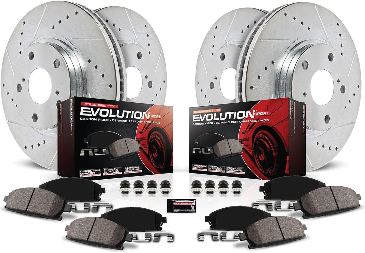 Z23 Carbon Fiber Brake Pads with Drilled & Slotted Brake Rotors Kit C550249
