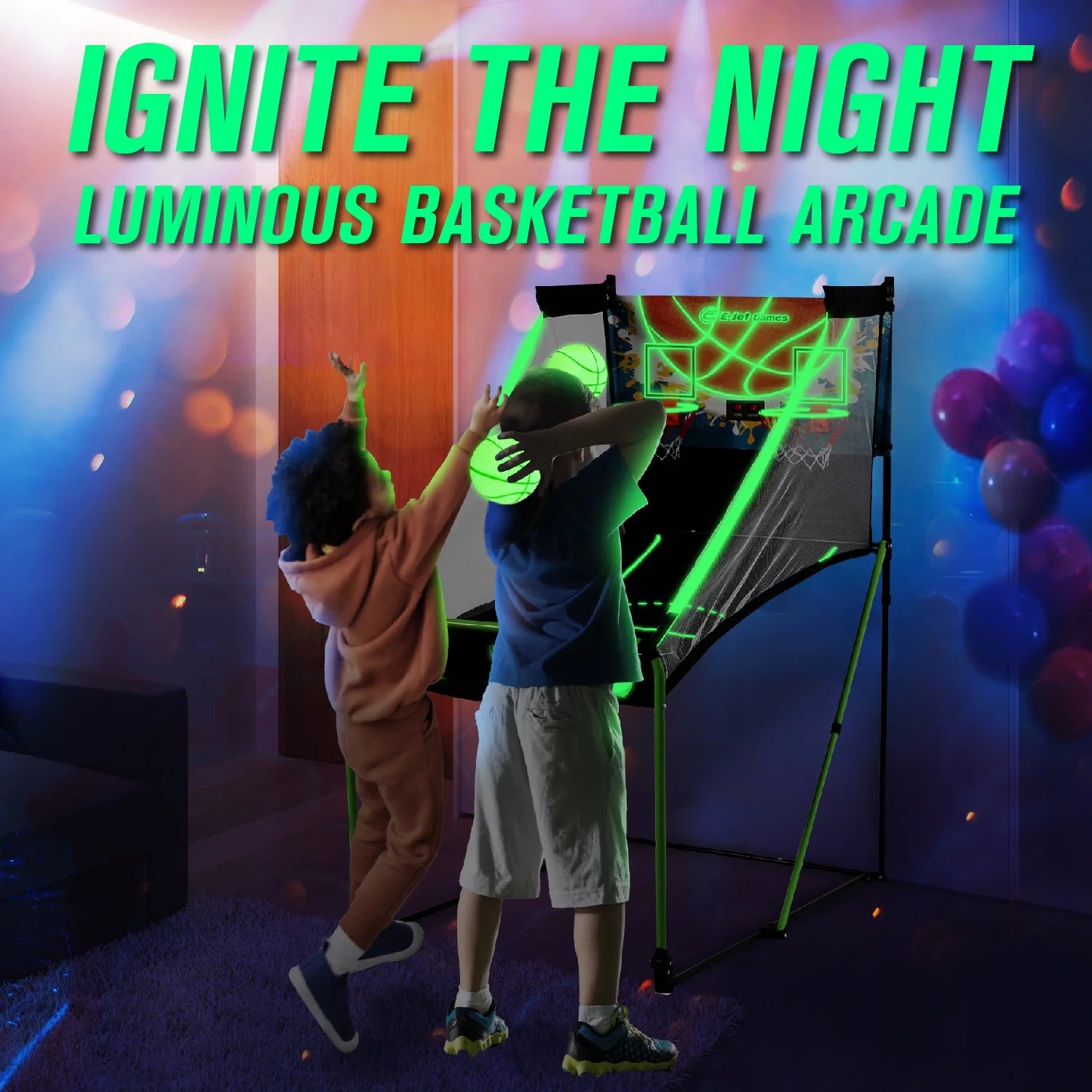 Glow in The Dark Basketball Arcade Game E93536