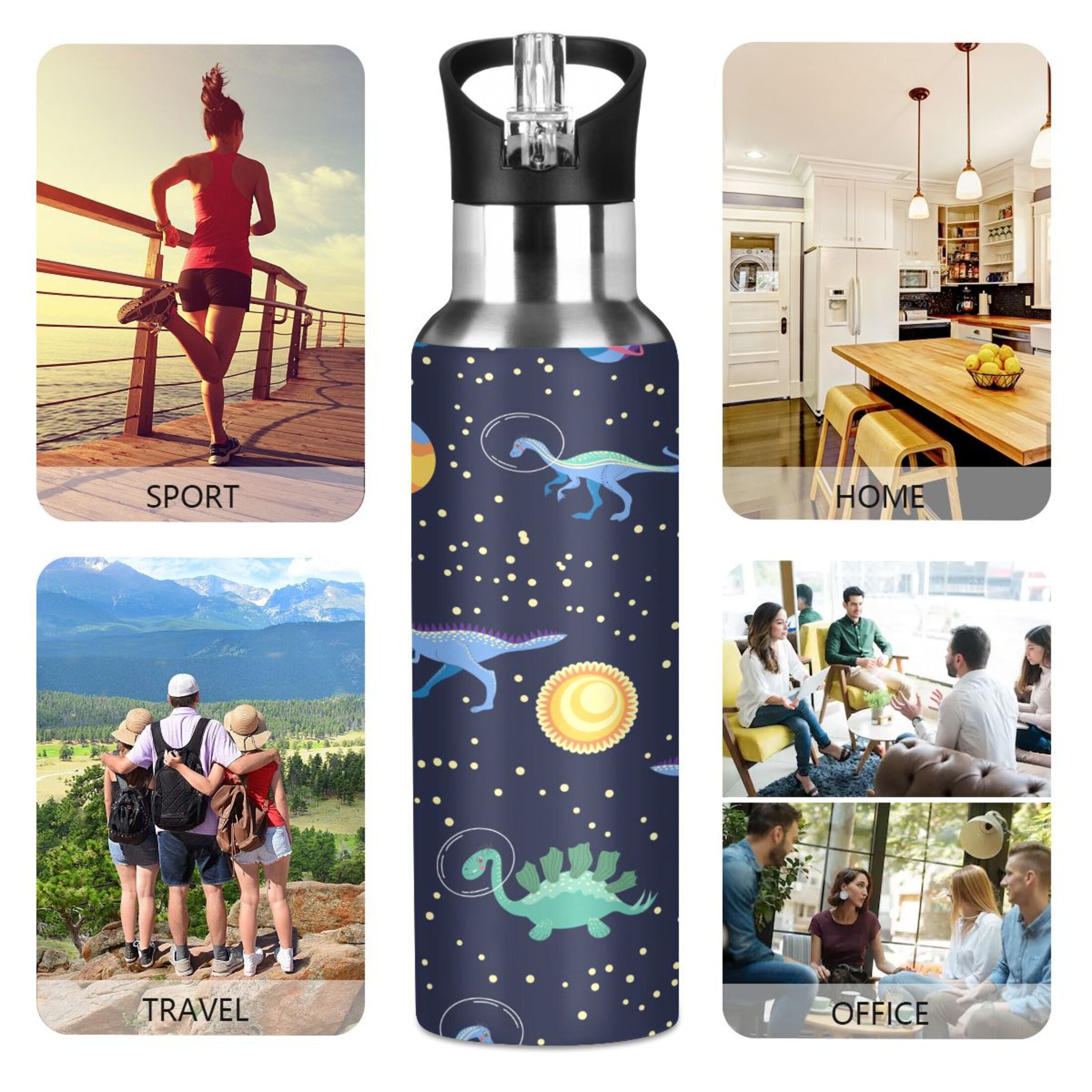 Stainless Steel Insulated Water Bottle with Straw Lid W198680
