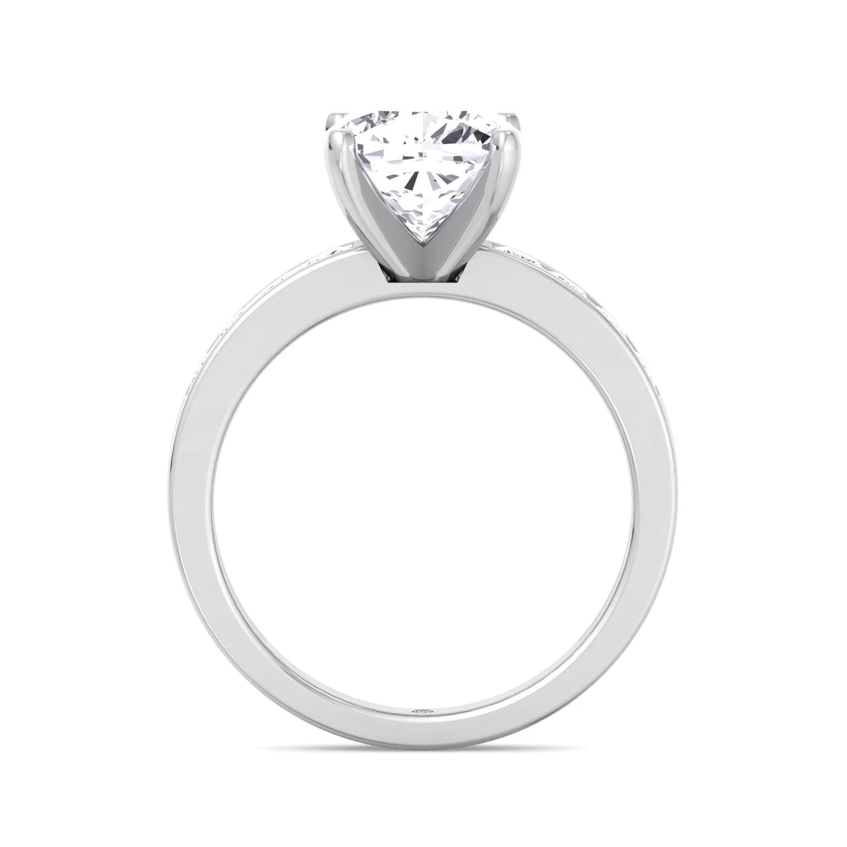 Moissanite Cushion Cut Lab Diamond Engagement Ring With Princess Cut Sidestones I1815