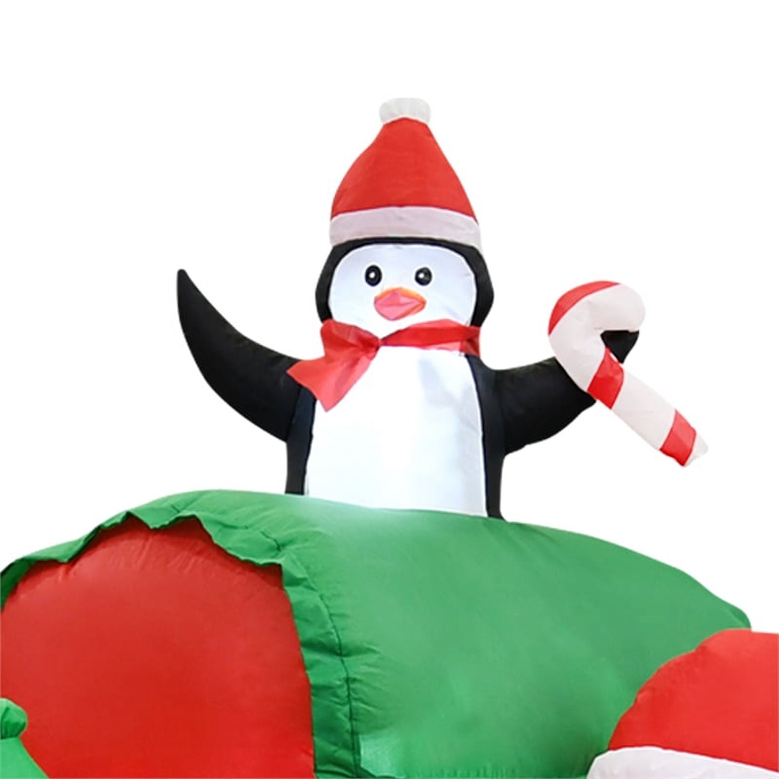 6.5FT Multi-Colored Christmas Penguins In The Train Inflatable I917971