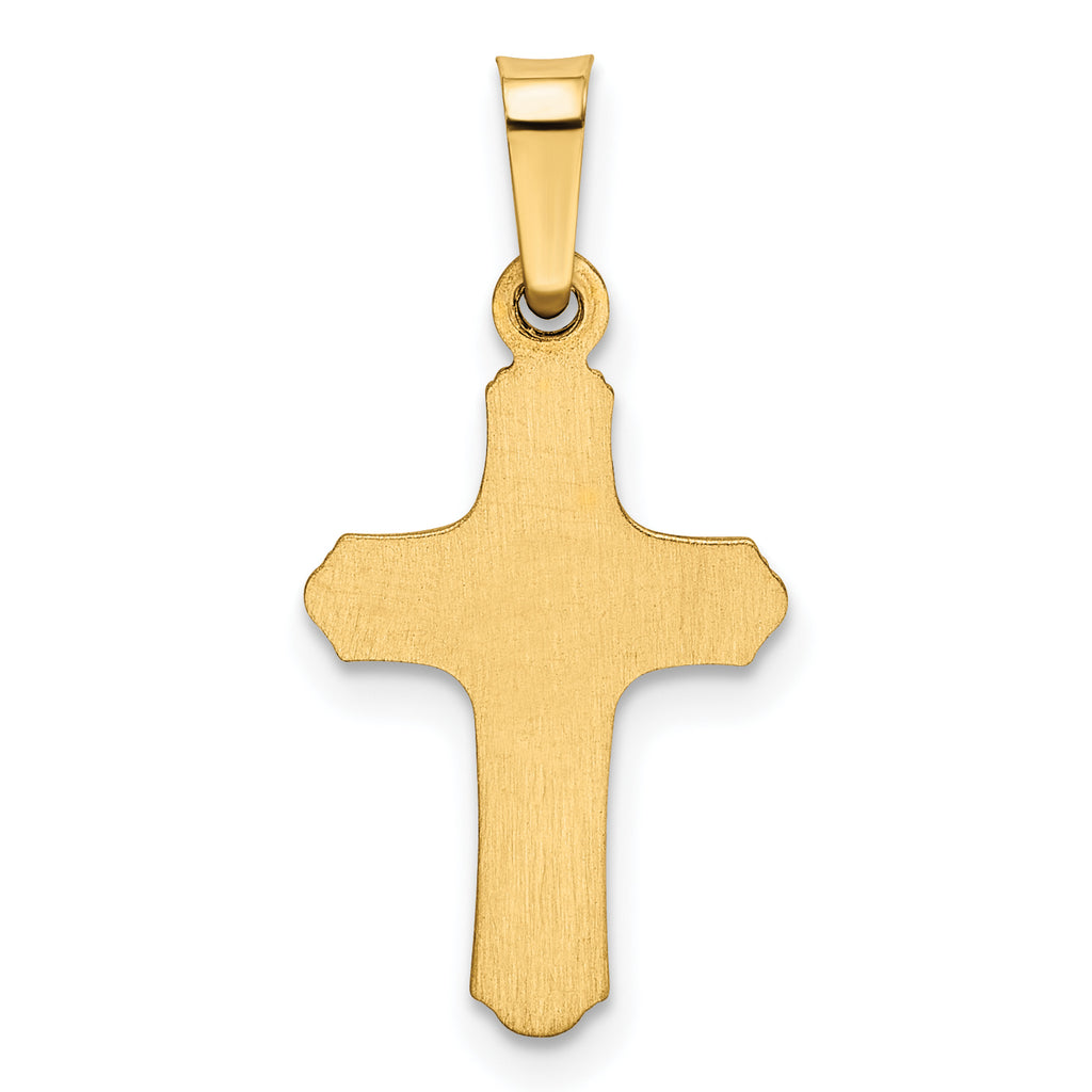 14K Yellow Gold Polished And Textured Cross Pendant Charm Q6019