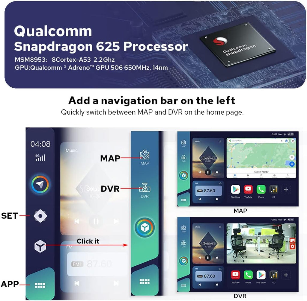 8 Inch Single Din Android Car Stereo with CarPlay and Android Auto Q8394