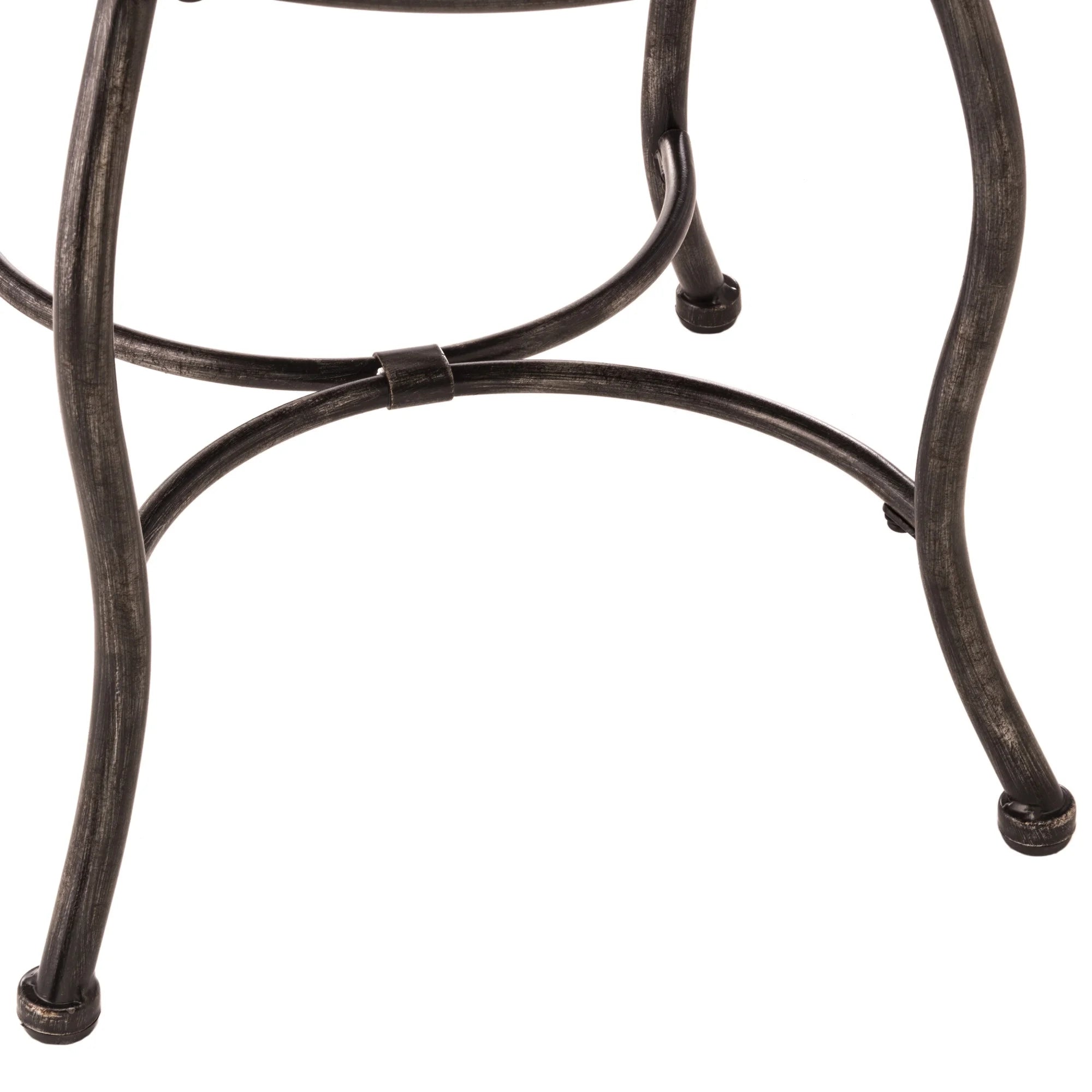 Rubbed Gray Metal Vanity Stool M412