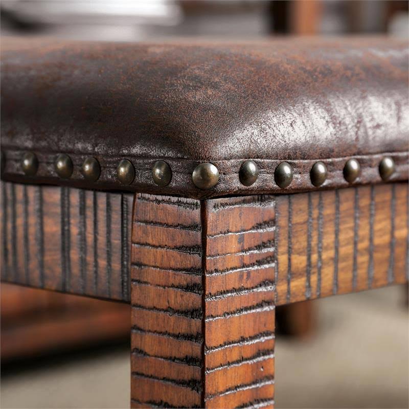 Solid Wood Nailhead Trim Bench in Dark Oak D60053
