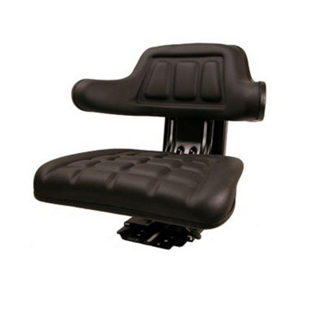 Black Universal Tractor Seat with Full Suspension and Adjustable Angle Base F850