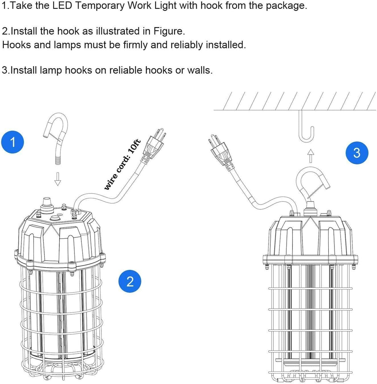 150W LED Portable Work Light 22500LM 5000K with Hook B148