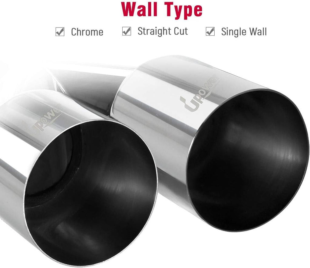 Pair of 304 Stainless Steel Dual Exhaust Tips, 2.5 inch Inlet, 3.5 inch Outlet, 10.25 inch Length, Pack of 2 B45353