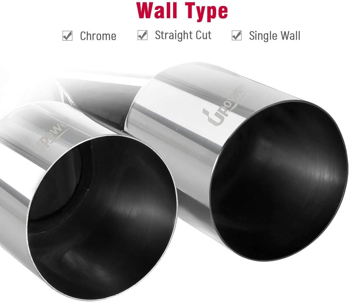 Pair of 304 Stainless Steel Dual Exhaust Tips, 2.5 inch Inlet, 3.5 inch Outlet, 10.25 inch Length, Pack of 2 B45353