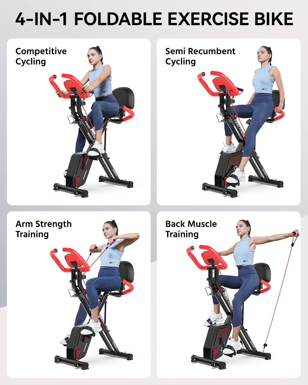 3in1 Foldable Exercise Bike Indoor Cycling Bike Magnetic Stationary Bike 300lb A4845