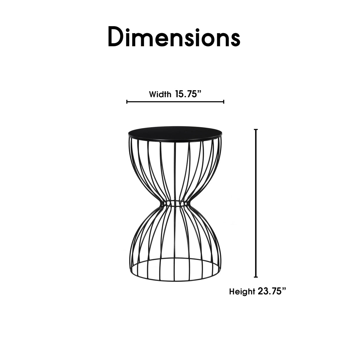 Black Metal Top Hourglass End Table W946