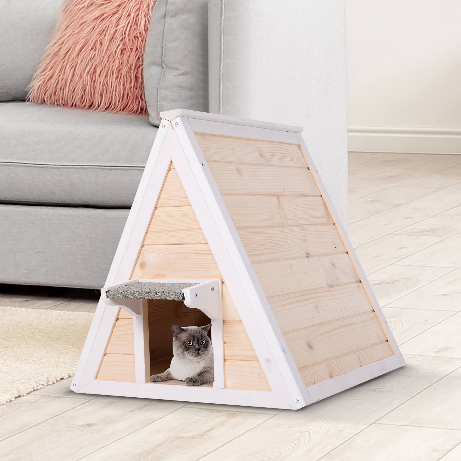 Solid Wood Cat Condo Outdoor Pet Shelter D470