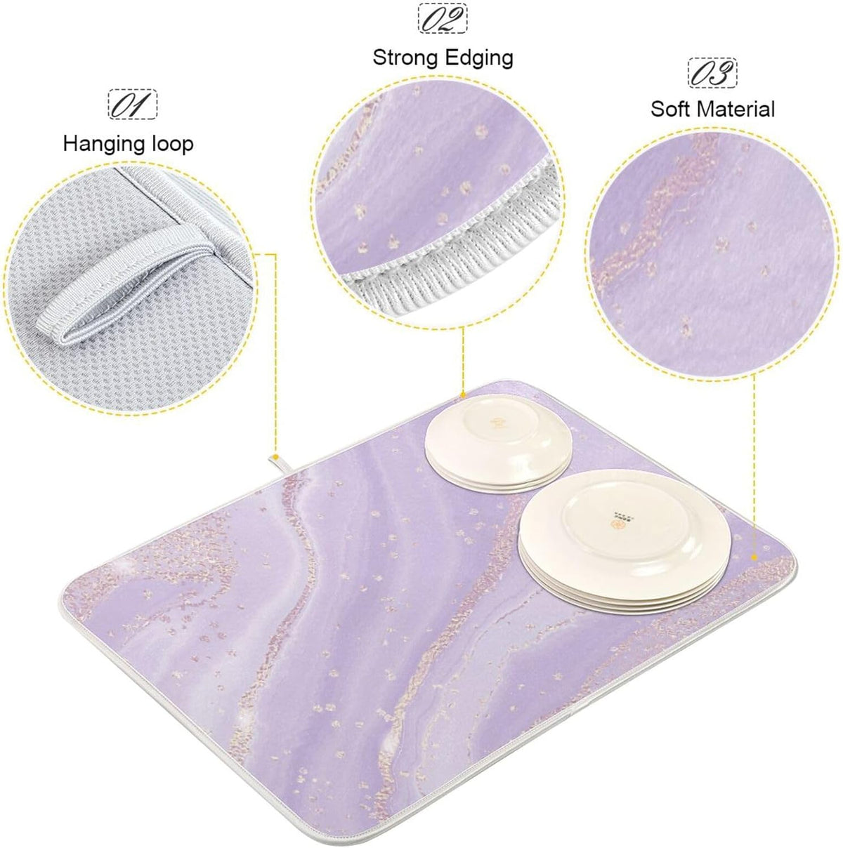 Purple Marble Composite Sponge Dish Drying Mat (16x18Inch) X79990
