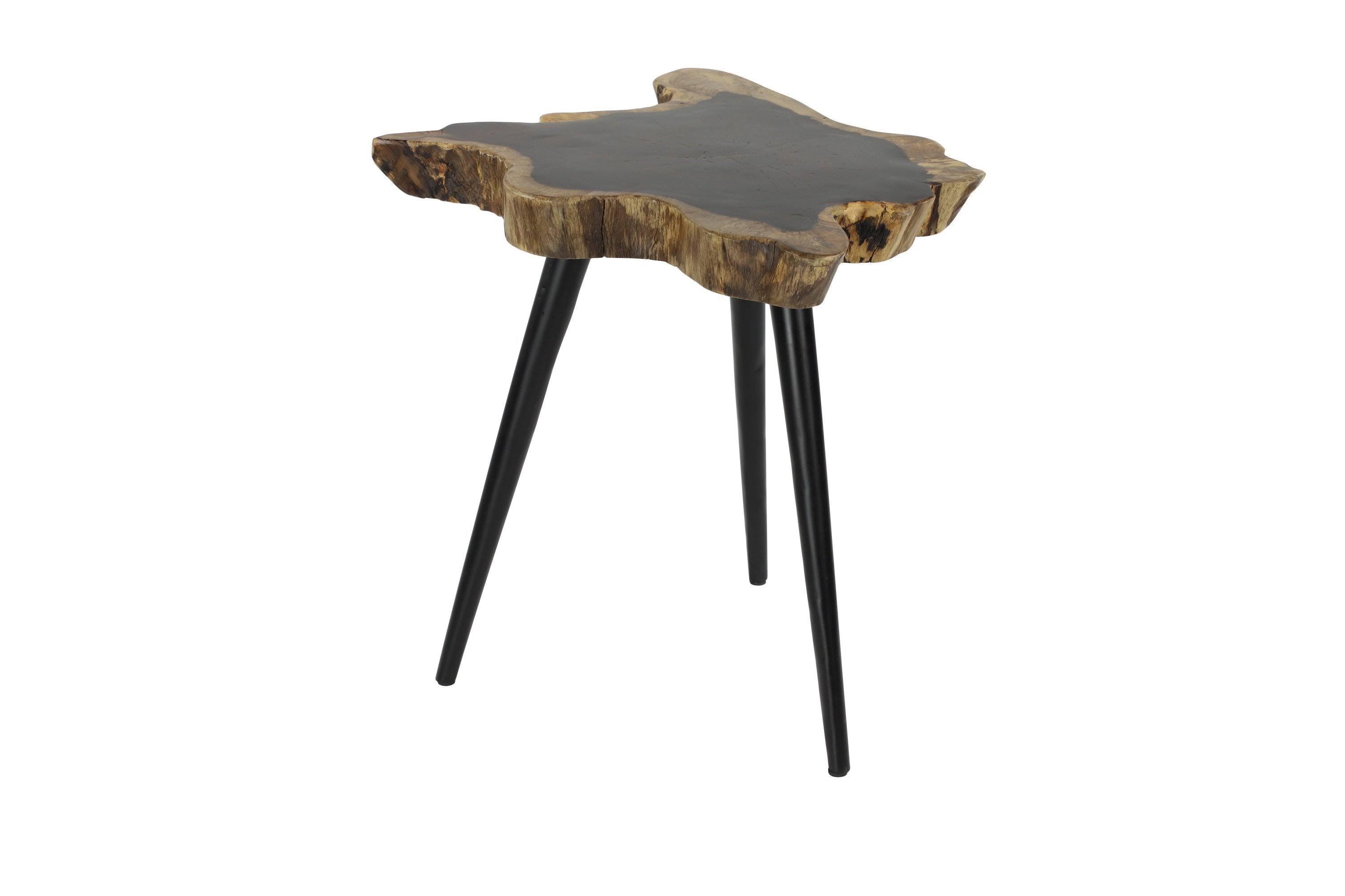 Brown Rosewood and Metal Accent Table O1815