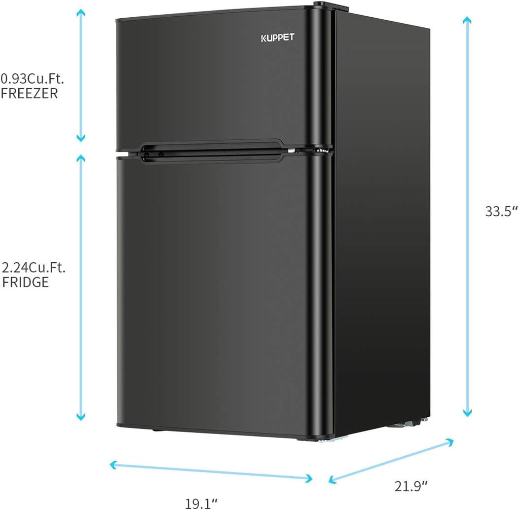 Black Double Door Mini Refrigerator 3.2 Cu.Ft C402
