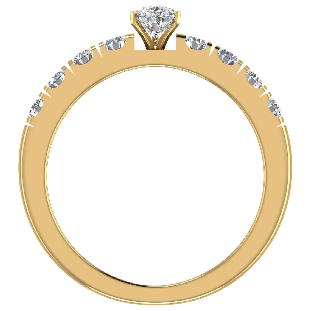 Pear Cut Solitaire Diamond Ring 18K Gold 1.00 Carat U799