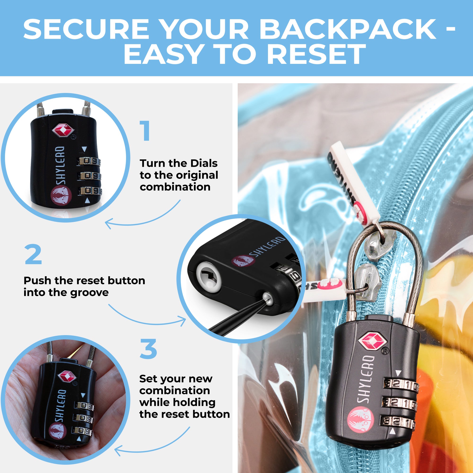Transparent PVC Clear Backpack XL (32 L) with TSA Lock A623