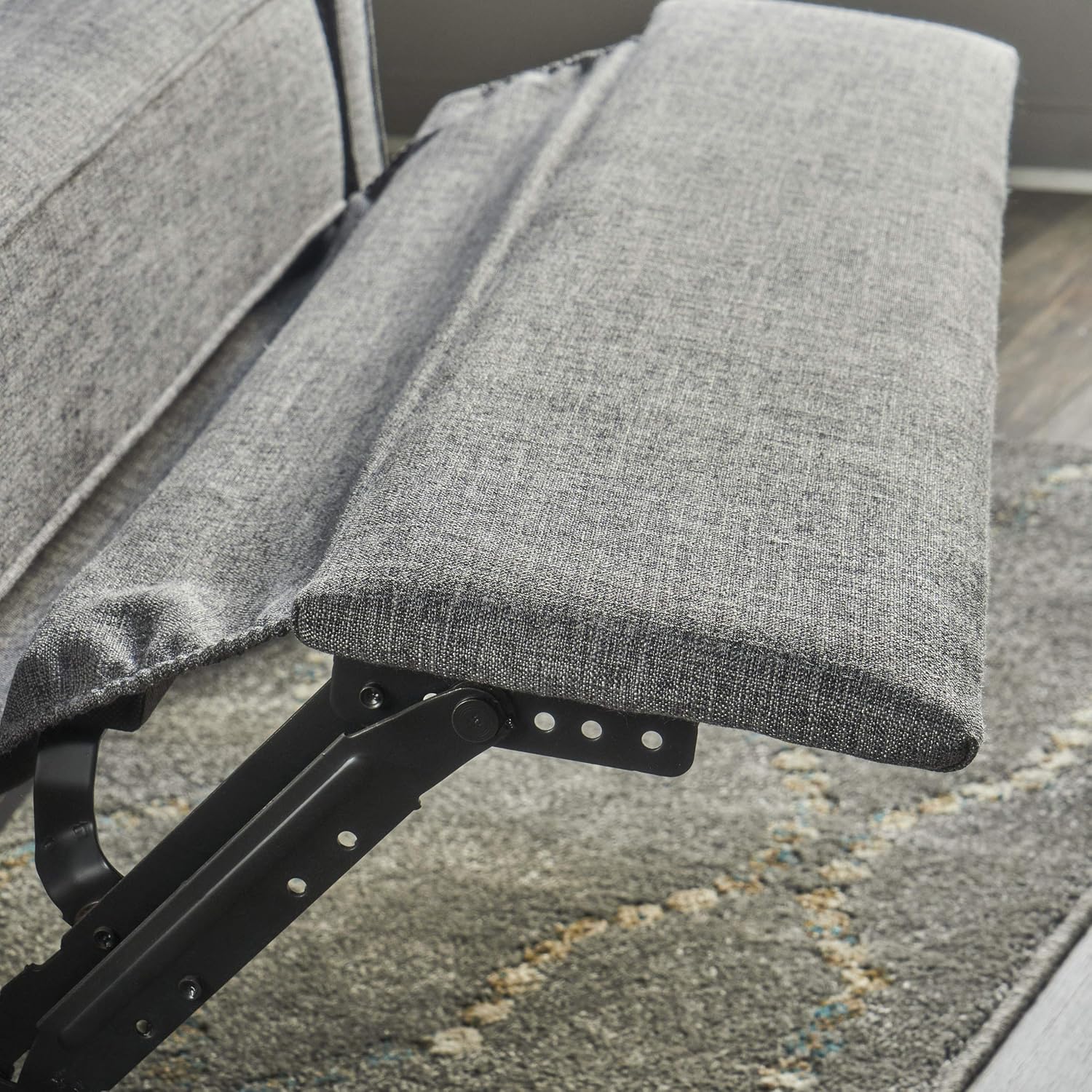 Grey Black Buttoned Fabric Reclining Loveseat F15642