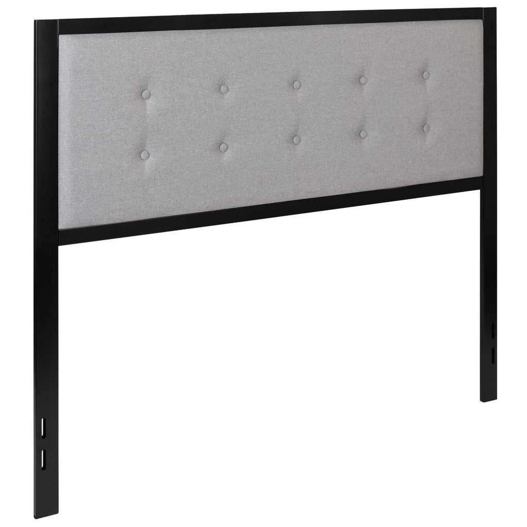 Queen Size Fog Gray Button Tufted Headboard D731760