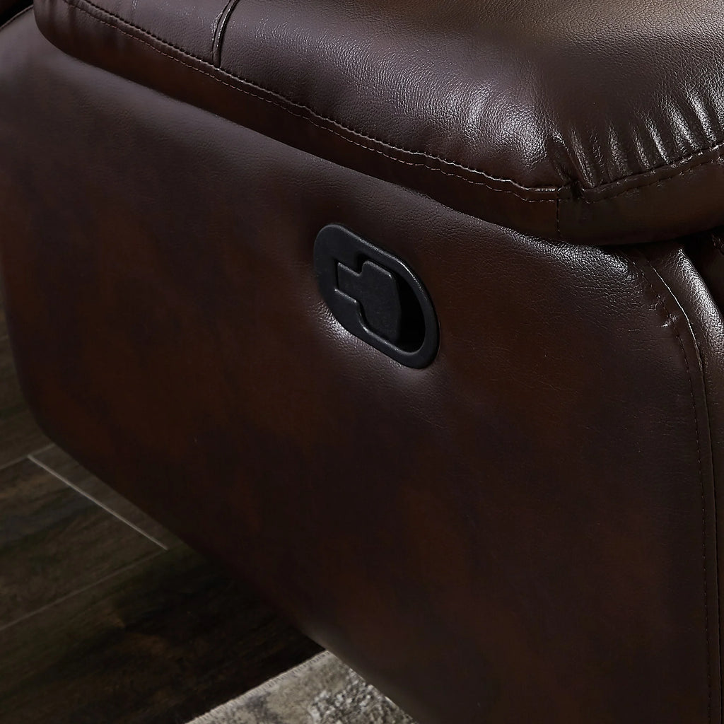Faux Leather Reclining Sectional Sofa with Cup Holder & Storage L8797