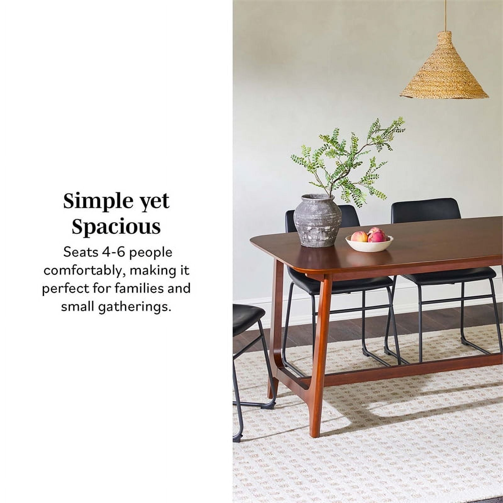 Mid-Century Wood Dining Table with Trestle Base in Walnut W473792