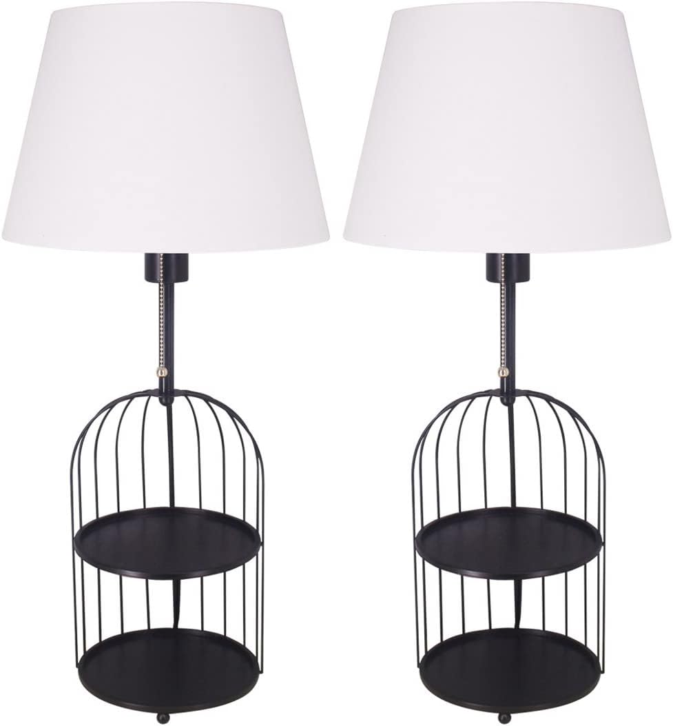 White 27 Inch Tall Birdcage Base Table Lamp Set of 2 E10321