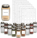 Adjustable Glass Spice Jars Set of 24 with 240 Preprinted Labels D26327