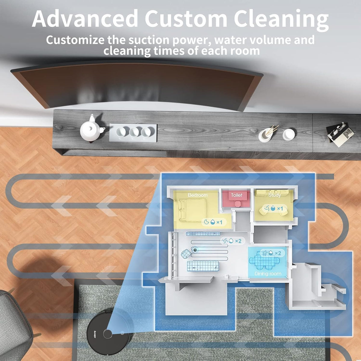 S8 Robot Vacuum and Mop Cleaner, 3500Pa Suction, App and Alexa Compatible I993182