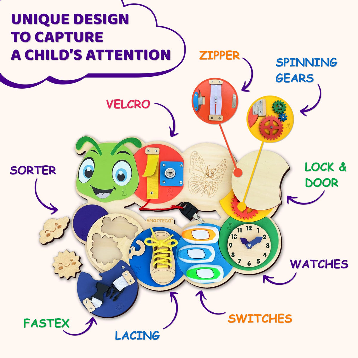 Wooden Montessori Sensory Activity Board K541