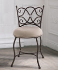 Rubbed Gray Metal Vanity Stool M412