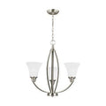 3-Light Shaded Classic Chandelier Brushed Nickel W253