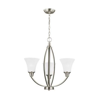 3-Light Shaded Classic Chandelier Brushed Nickel W253