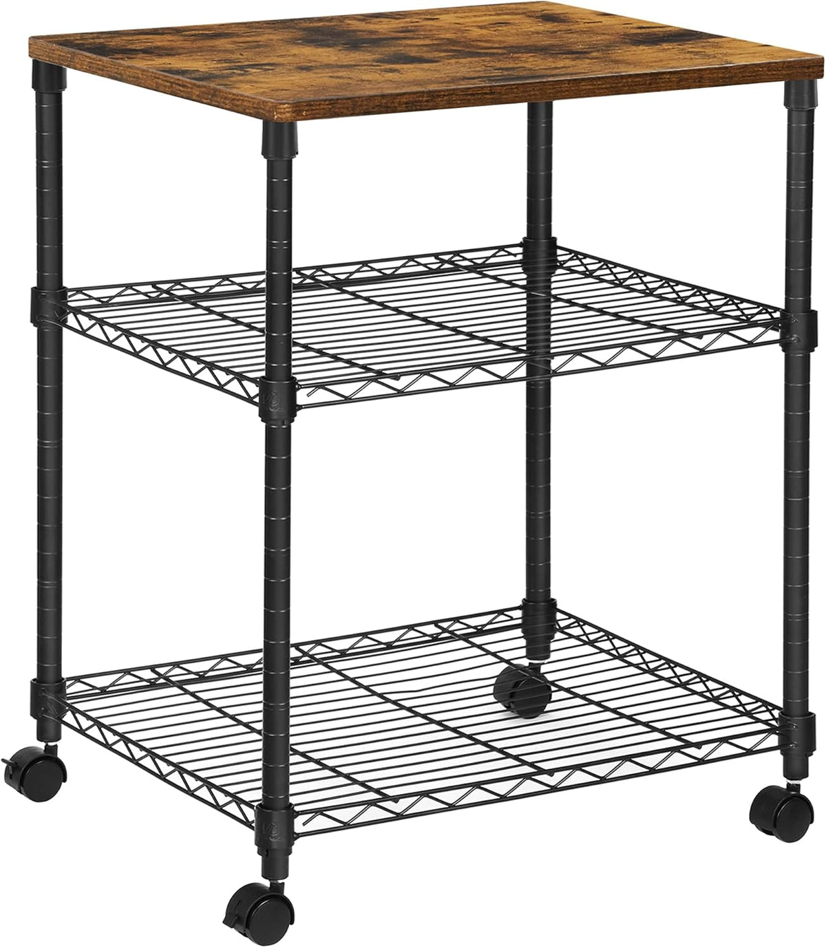 Black 3-Tier Rolling Printer Cart with Metal Frame E246