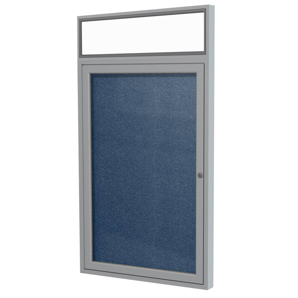 Navy 1-Door Enclosed Vinyl Bulletin Board X30513