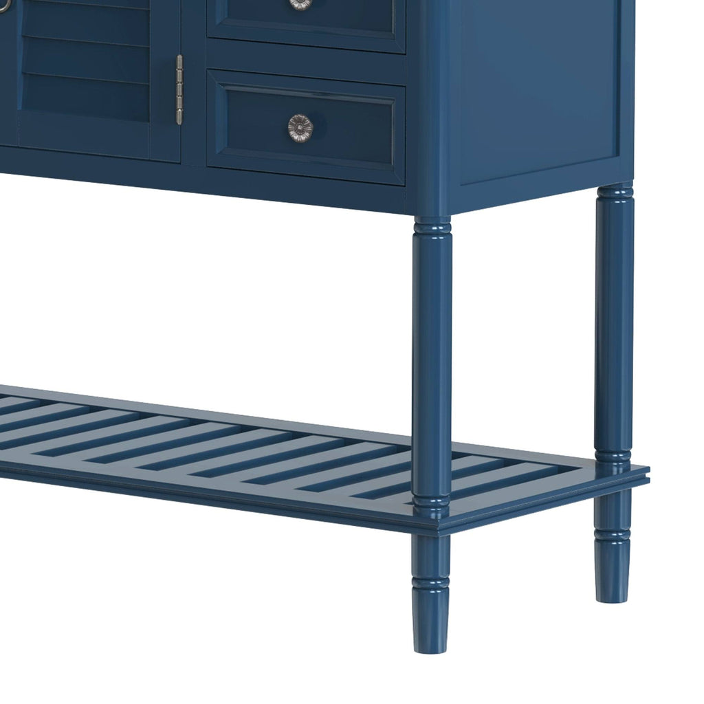 Green 6 Drawer Console Table with Cabinet D2084