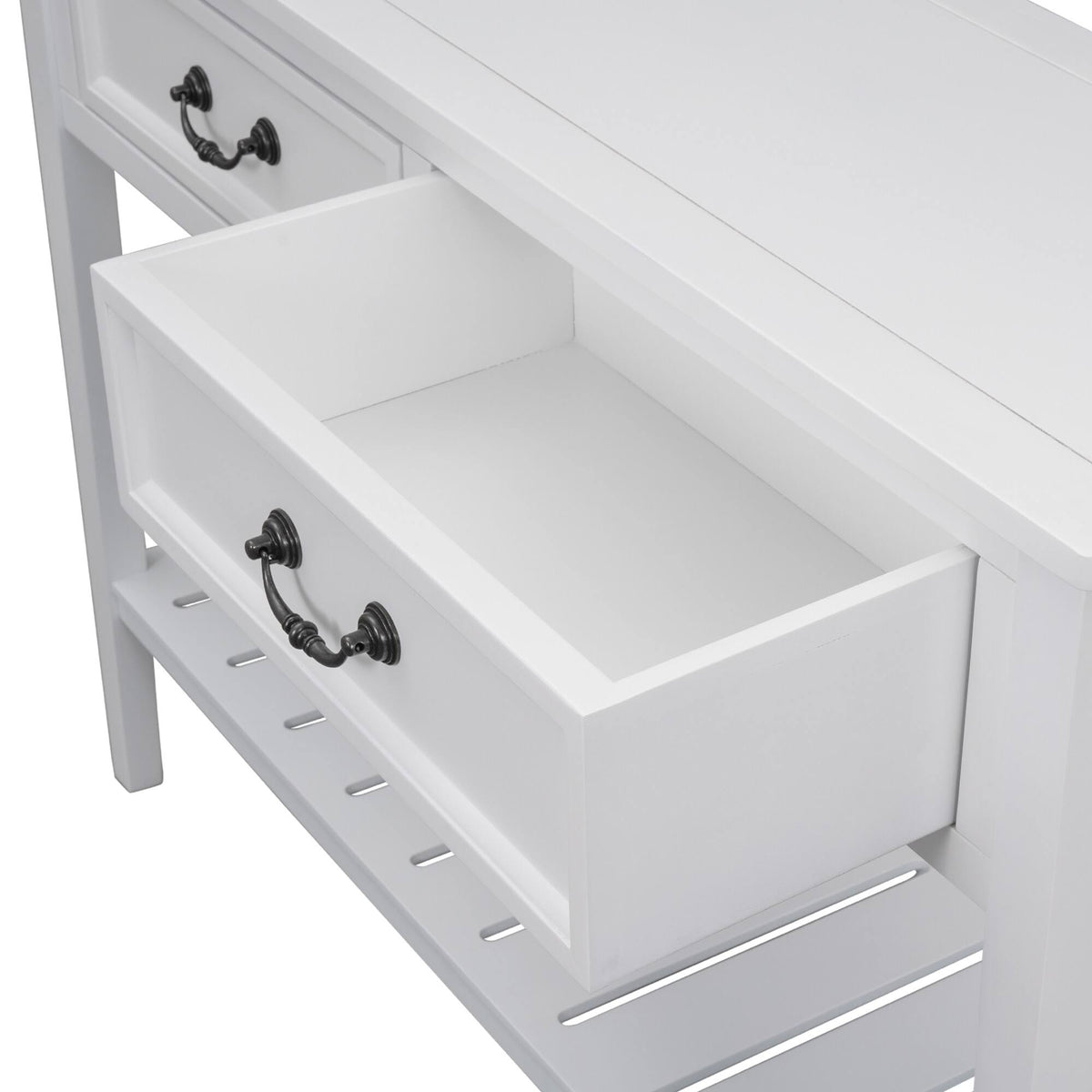 White Console Table with 2 Drawers and 1 Shelf N721