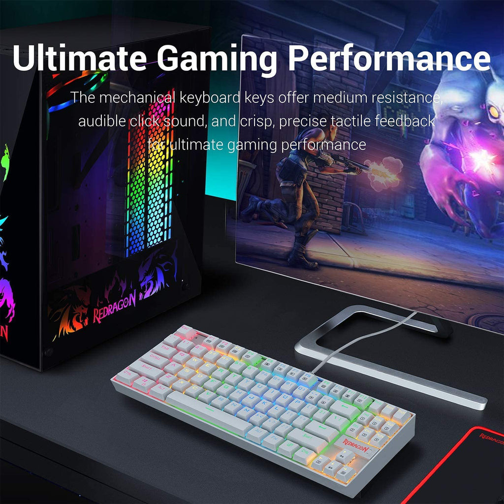 White 87 Key RGB Mechanical Gaming Keyboard N2818